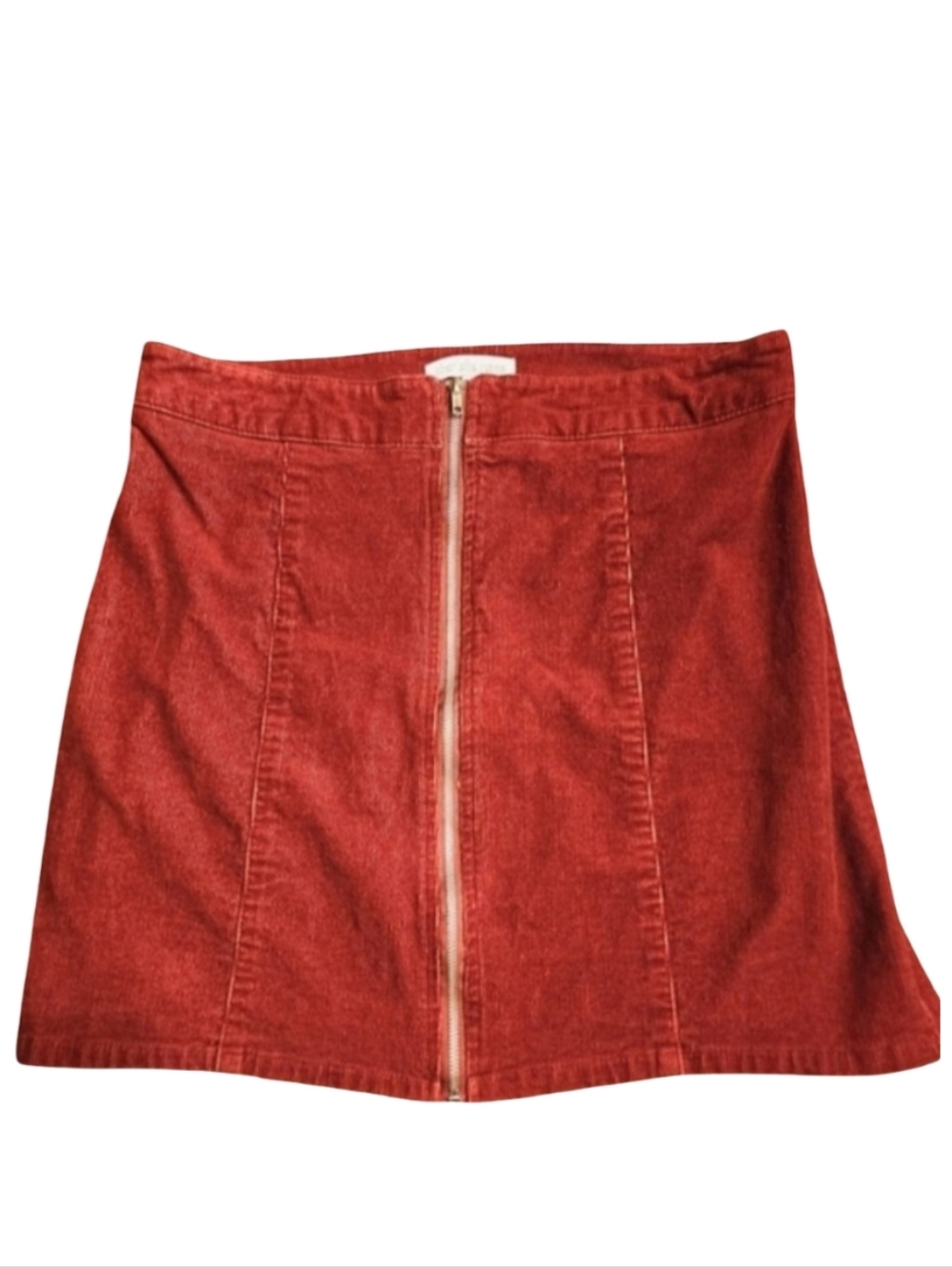 CHARLOTTE RUSSE Rust Corduroy Zip Front Mini Skirt A-Line Brick Red Small Boho